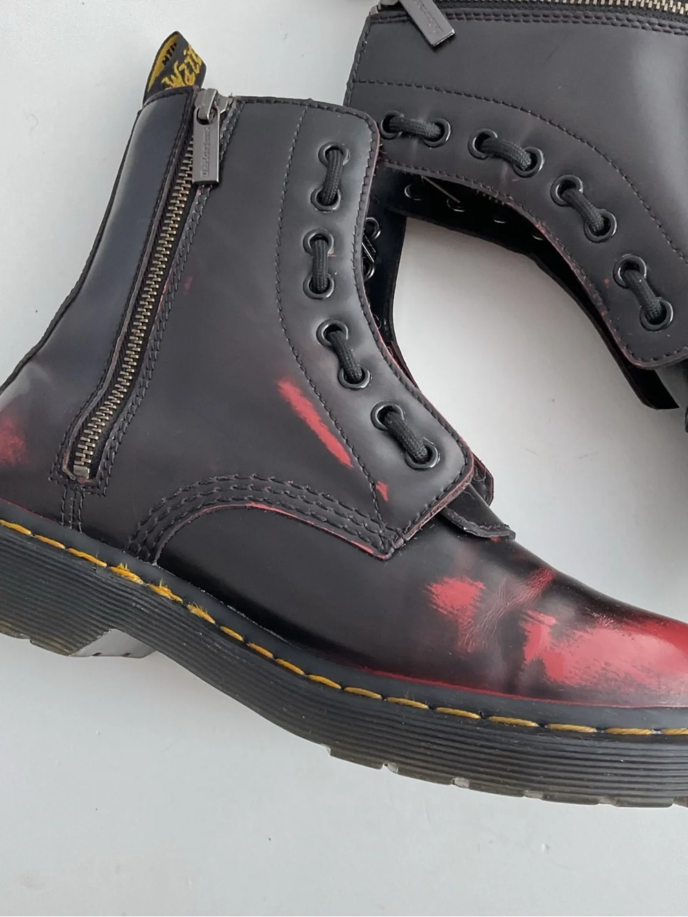Dr Martens 1460 Pascal Front Zip Cherry Red Women’s Size 8 Rare VHTF